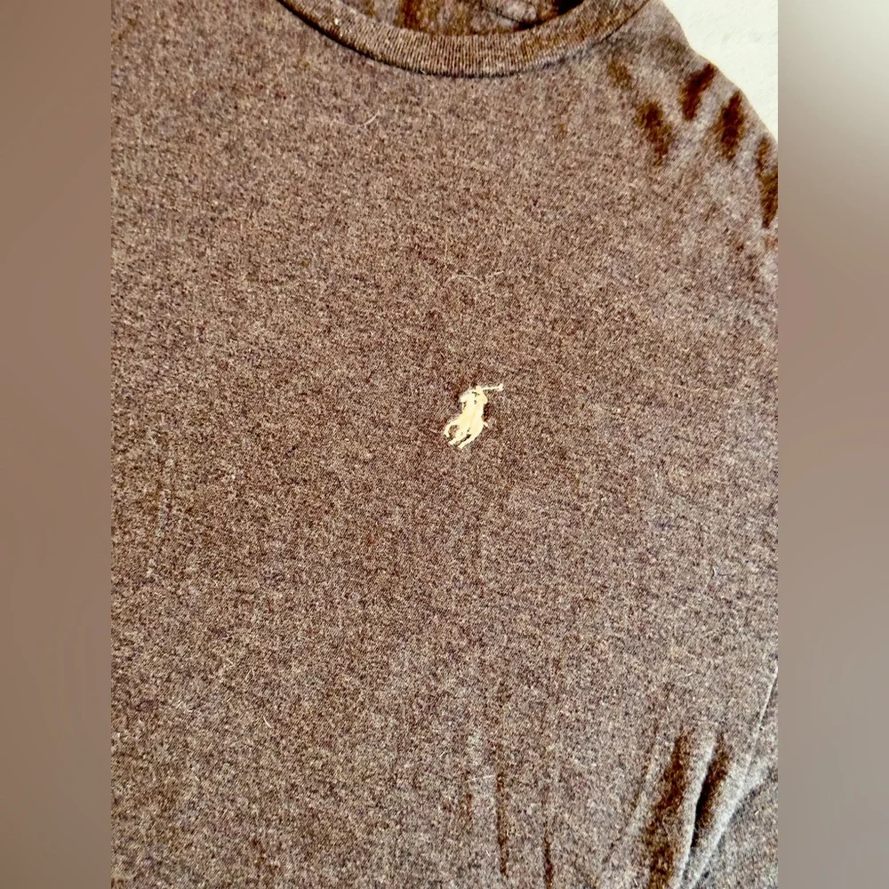 POLO RALPH LAUREN Men’s Heather Brown Custom Fit Long Sleeve Tee T-Shirt - Picture 6 of 16
